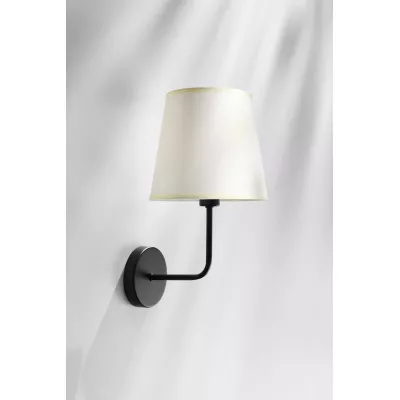 Moderní nástěnná lampa PASTERI - 1xE14, 40W, černá / béžová