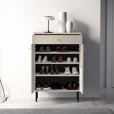 VÝPRODEJ - Policový botník s dvířky FAREL - kašmír