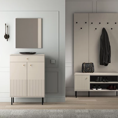 VÝPRODEJ - Policový botník s dvířky FAREL - kašmír