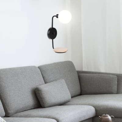 Nástěnná lampa s poličkou PONIO - 1xG9, 25W, černá / bílá