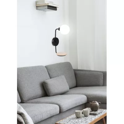 Nástěnná lampa s poličkou PONIO - 1xG9, 25W, černá / bílá