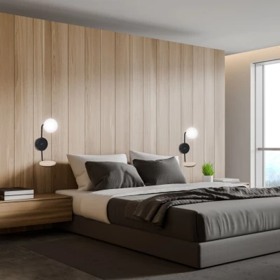 Nástěnná lampa s poličkou PONIO - 1xG9, 25W, černá / bílá