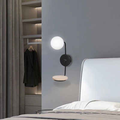 Nástěnná lampa s poličkou PONIO - 1xG9, 25W, černá / bílá