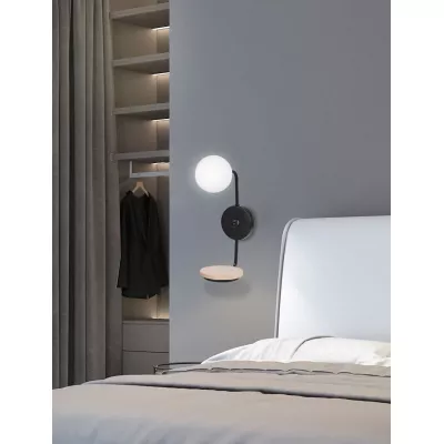 Nástěnná lampa s poličkou PONIO - 1xG9, 25W, černá / bílá