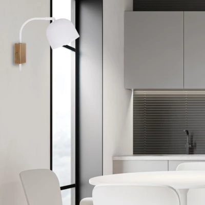 Moderní nástěnné osvětlení RUPI - 1xE27, 40W, přírodní dřevo / bílé