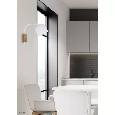 Moderní nástěnné osvětlení RUPI - 1xE27, 40W, přírodní dřevo / bílé