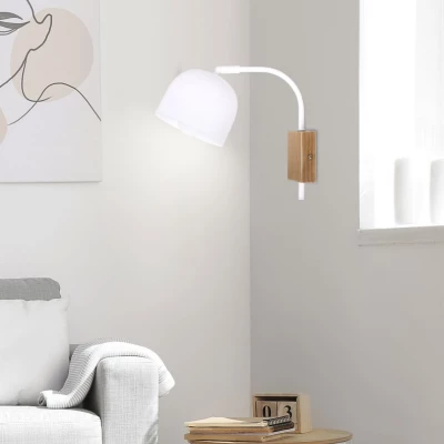 Moderní nástěnné osvětlení RUPI - 1xE27, 40W, přírodní dřevo / bílé