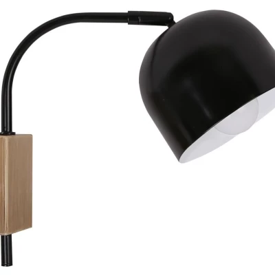 Moderní nástěnné osvětlení RUPI - 1xE27, 40W, přírodní dřevo / černé