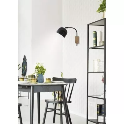 Moderní nástěnné osvětlení RUPI - 1xE27, 40W, přírodní dřevo / černé