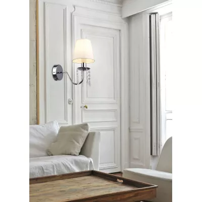 Moderní nástěnná lampa RUTI - 1xE14, 40W, chromovaná / béžová