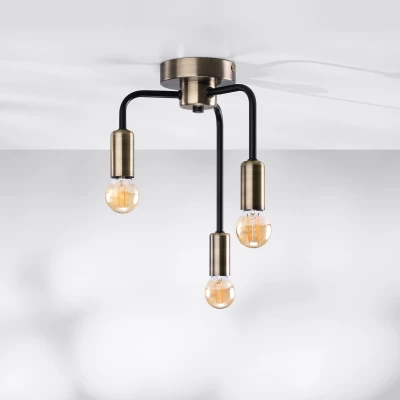 Industriální stropní svítidlo SAGA - 3xE14, 40W, patina / černé