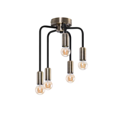 Industriální stropní svítidlo SAGA - 5xE14, 40W, patina / černé