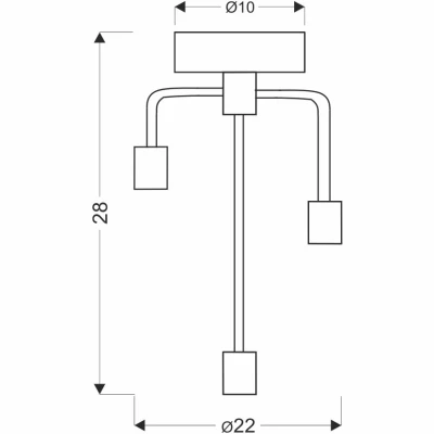 Industriální stropní svítidlo SAGA - 3xE14, 40W, patina / černé