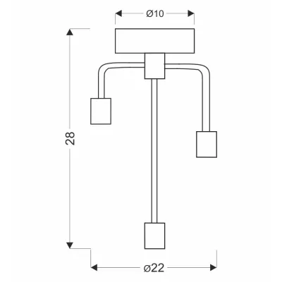 Industriální stropní svítidlo SAGA - 3xE14, 40W, patina / černé