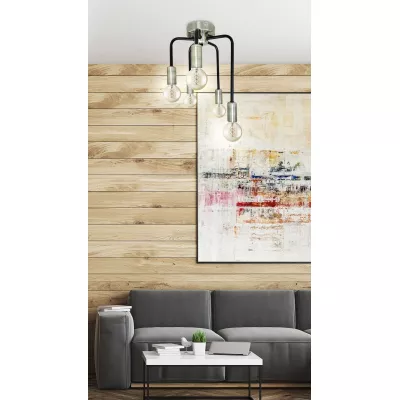 Industriální stropní svítidlo SAGA - 5xE14, 40W, patina / černé