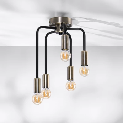 Industriální stropní svítidlo SAGA - 5xE14, 40W, patina / černé