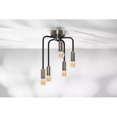 Industriální stropní svítidlo SAGA - 5xE14, 40W, patina / černé