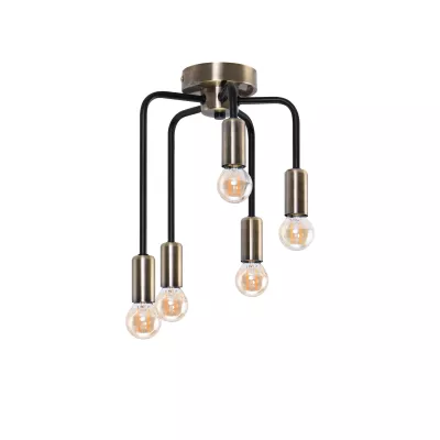 Industriální stropní svítidlo SAGA - 5xE14, 40W, patina / černé