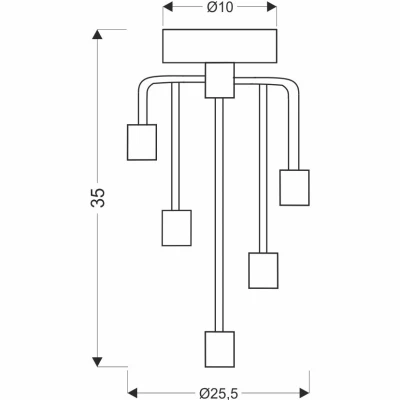 Industriální stropní svítidlo SAGA - 5xE14, 40W, patina / černé