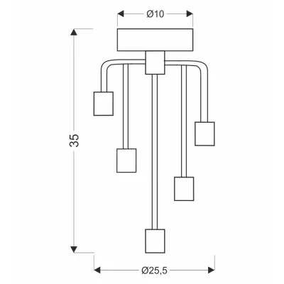Industriální stropní svítidlo SAGA - 5xE14, 40W, patina / černé