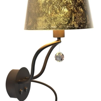 Nástěnná čtecí LED lampa SARIA - 1xE14, 6W + LED 8W, 3000K (teplá bílá), černá / zlatá