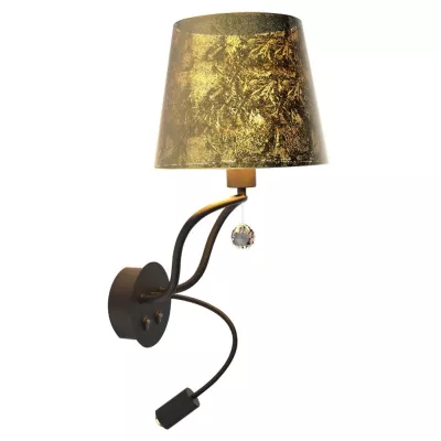 Nástěnná čtecí LED lampa SARIA - 1xE14, 6W + LED 8W, 3000K (teplá bílá), černá / zlatá