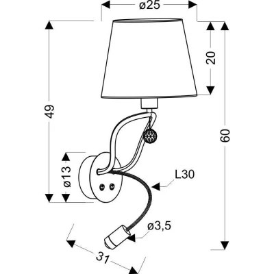 Nástěnná čtecí LED lampa SARIA - 1xE14, 6W + LED 8W, 3000K (teplá bílá), černá / zlatá