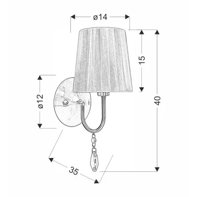 Nástěnné osvětlení v glamour stylu SORENTO - 1xE14, 40W, chromované / černé