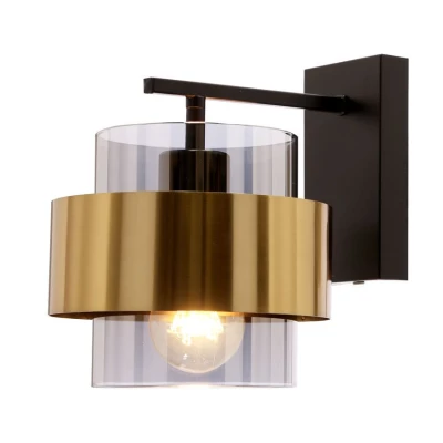 Moderní nástěnné osvětlení SPIEGA - 1xE27, 60W, černé / mosazné