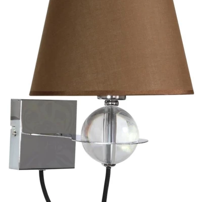 Nástěnná moderní lampa TESORO - 1xE14, 40W, chromovaná / hnědá