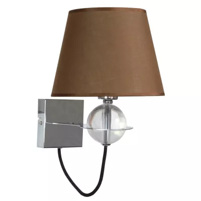 Nástěnná moderní lampa TESORO - 1xE14, 40W, chromovaná / hnědá