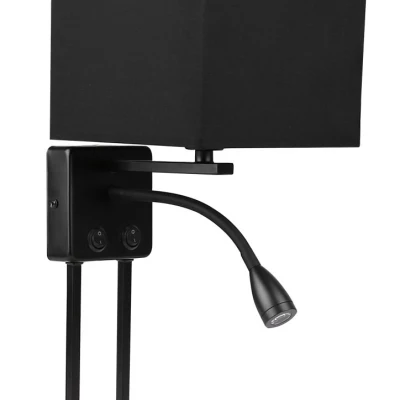 LED nástěnná čtecí lampa THEO - 1xE14, 40W + LED 2W, 3000K (teplá bílá), černá