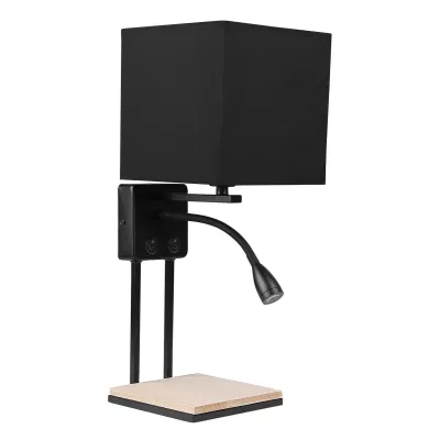 LED nástěnná čtecí lampa THEO - 1xE14, 40W + LED 2W, 3000K (teplá bílá), černá