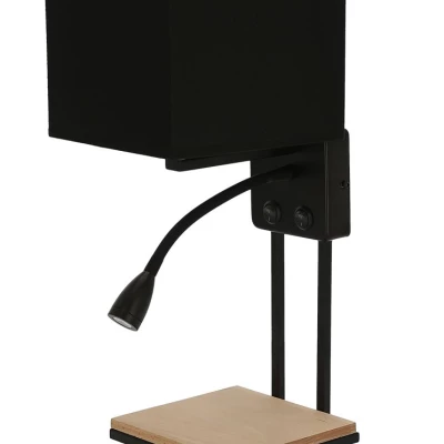 LED nástěnná čtecí lampa THEO - 1xE14, 40W + LED 2W, 3000K (teplá bílá), černá