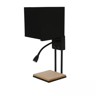 LED nástěnná čtecí lampa THEO - 1xE14, 40W + LED 2W, 3000K (teplá bílá), černá