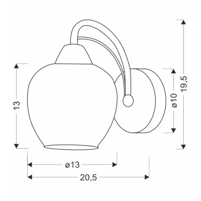 Nástěnné osvětlení TOBIAS - 1xE27, 40W, chromované / kouřové sklo