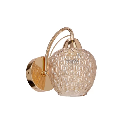 Nástěnné osvětlení TOBIAS - 1xE27, 40W, patina / jantarové sklo