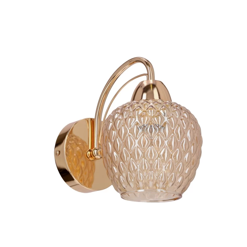 Nástěnné osvětlení TOBIAS - 1xE27, 40W, patina / jantarové sklo