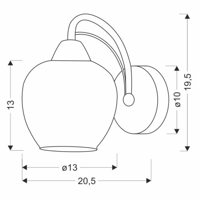 Nástěnné osvětlení TOBIAS - 1xE27, 40W, patina / jantarové sklo