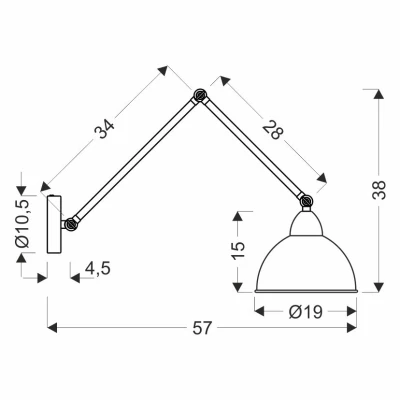 Čtecí lampa s ramenem TRUCK - 1xE27, 40W, černá / zlatá