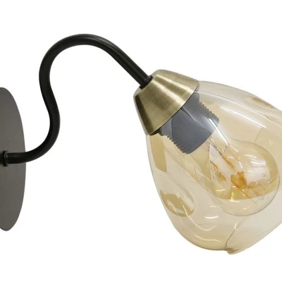 Nástěnné industriální světlo UNICA - 1xE27, 40W, černé / zlaté / kouřové sklo