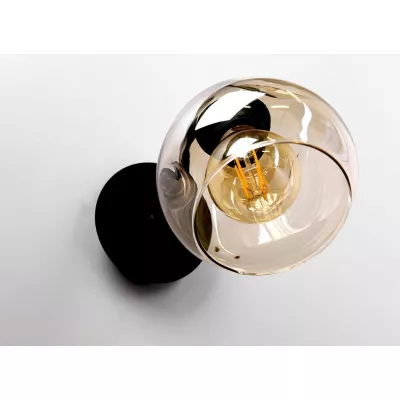 Nástěnné industriální světlo UNICA - 1xE27, 40W, černé / zlaté / kouřové sklo