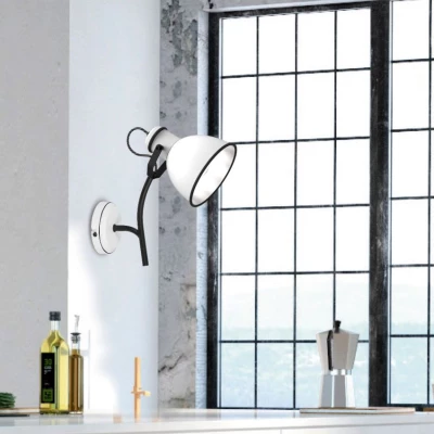 Moderní nástěnná lampa ZUMBA - 1xE14, 40W, bílá / černá