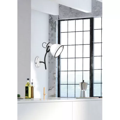 Moderní nástěnná lampa ZUMBA - 1xE14, 40W, bílá / černá