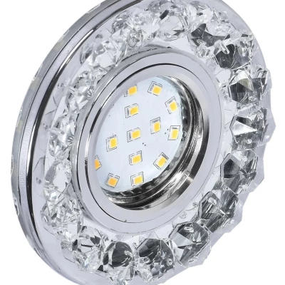 Stropní LED zápustné osvětlení BETHEL - 1xGU10, 35W + LED 3W, 10cm, kulaté, chromované