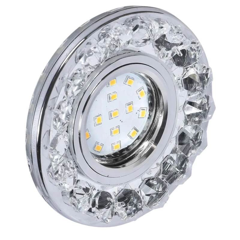 Stropní LED zápustné osvětlení BETHEL - 1xGU10, 35W + LED 3W, 10cm, kulaté, chromované