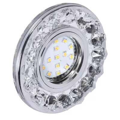 Stropní LED zápustné osvětlení BETHEL - 1xGU10, 35W + LED 3W, 10cm, kulaté, chromované