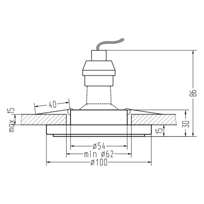 Stropní LED zápustné osvětlení BETHEL - 1xGU10, 35W + LED 3W, 10cm, kulaté, chromované