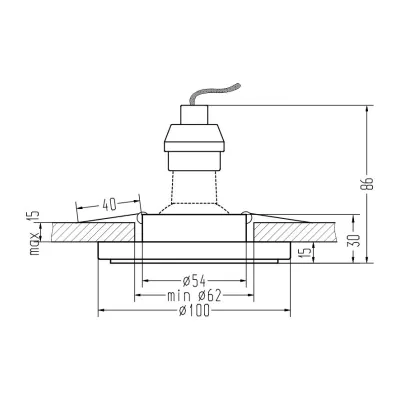 Stropní LED zápustné osvětlení BETHEL - 1xGU10, 35W + LED 3W, 10cm, kulaté, chromované