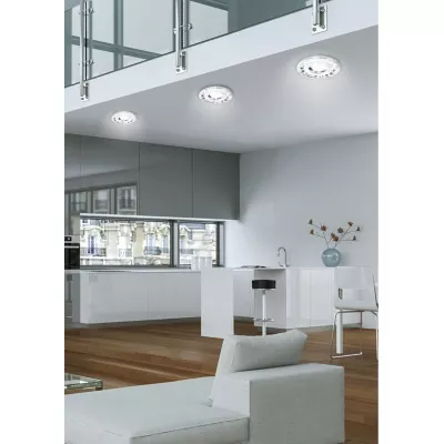 Stropní LED zápustné osvětlení BETHEL - 1xGU10, 35W + LED 3W, 10cm, kulaté, chromované